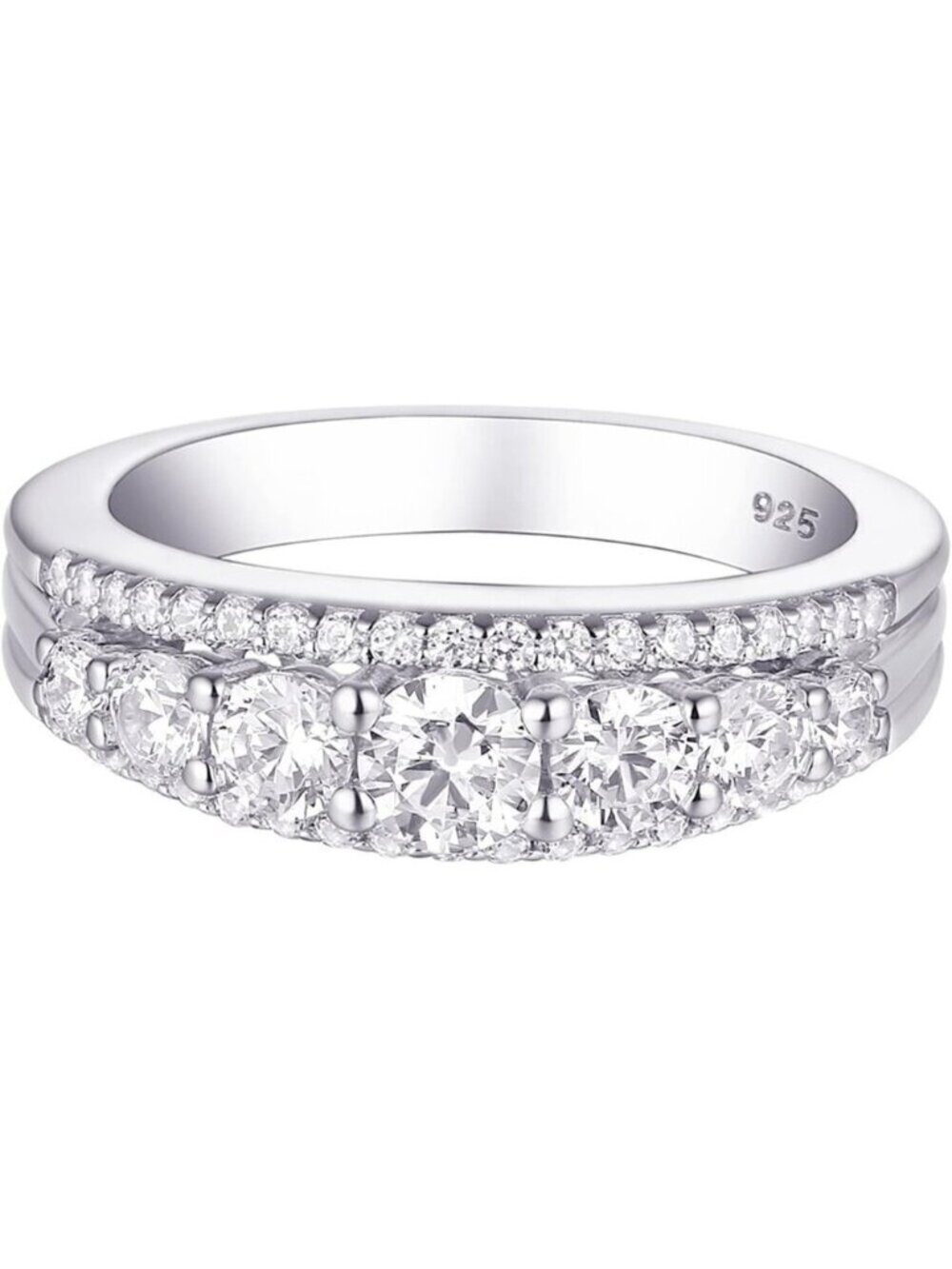 🆕 Women White Eternity Ring Wedding Band Sterling Round Cubic Zirconia Jewelry